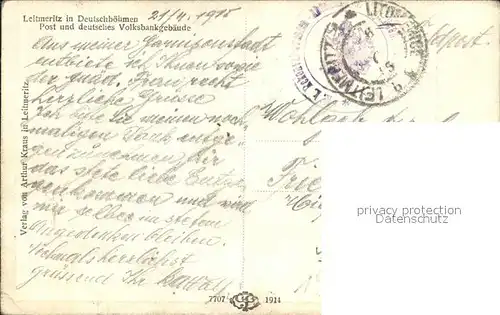 Leitmeritz Litomerice Nordboehmen Post und deutsches Volksbankgebaeude / Litomerice /