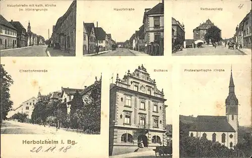 Herbolzheim Rathausplatz Protestanische Kirche Hauptstrasse / Herbolzheim /Emmendingen LKR