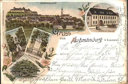 Augustusburg Gasthof zum Jaegerhof Kriegerdenkmal / Augustusburg /Mittelsachsen LKR