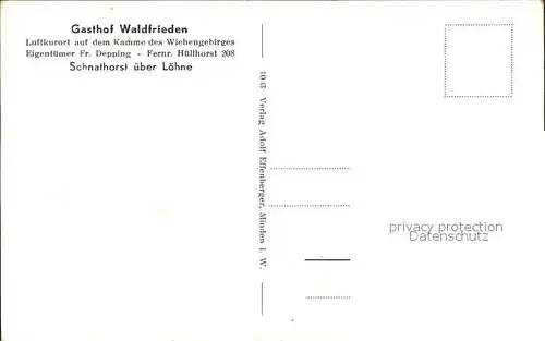 Schnathorst Gasthof Waldfrieden / Huellhorst /Minden-Luebbecke LKR