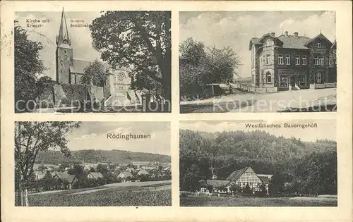 Roedinghausen Kirche Kriegerdenkmal Westfaelisches Bauerngehoeft / Roedinghausen /Herford LKR
