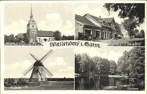 Mellendorf Hauptstrasse Kirche Windmuehle Loenssee / Wedemark /Region Hannover LKR