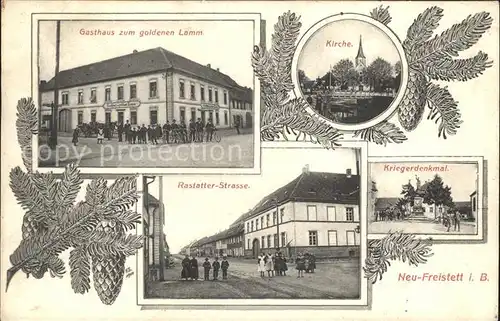 Freistett Rastatter- Strasse Gasthaus zum goldenen Lamm Kirche  / Rheinau /Ortenaukreis LKR