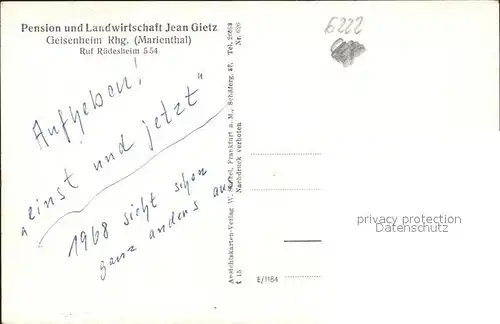 Geisenheim Pension und Landwirtschaft Jean Gietz / Geisenheim /Rheingau-Taunus-Kreis LKR