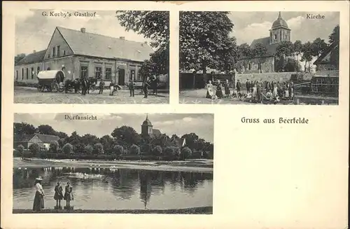 Beerfelde Kirche KorbyÂ´s Gasthof Dorfansicht / Steinhoefel Fuerstenwalde /Oder-Spree LKR