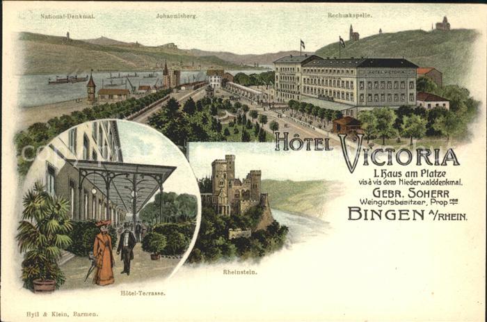 Bingen Rhein Hotel Victoria Rheinstein Hotel Terrasse Bingen Am Rhein Mainz Bingen Lkr Nr Bx Oldthing Ansichtskarten Rheinland Pfalz