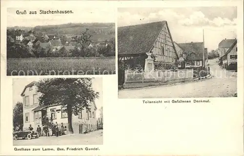 Stachenhausen Gasthaus zum Lamm Gefallenen Denkmal / Ingelfingen /Hohenlohekreis LKR