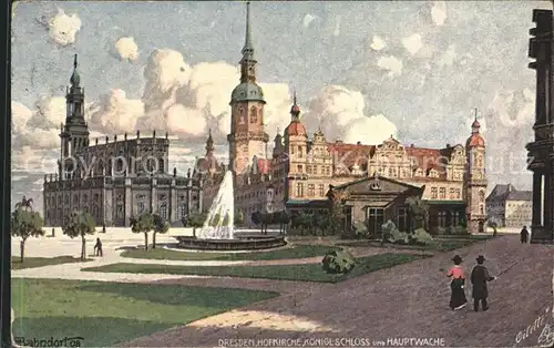 Dresden Hofkirche Koenigliches Schloss Hauptwache Kat. Dresden Elbe