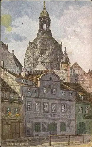 Dresden Frauenkirche Restaurant Aquarell Kat. Dresden Elbe