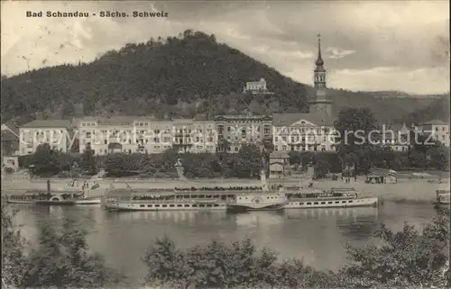 Bad Schandau Partie an der Elbe mit Dampfer Kat. Bad Schandau