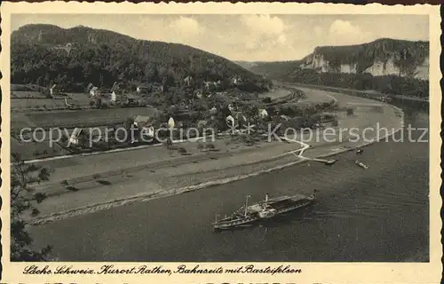 Rathen Saechsische Schweiz Bahnseite Basteifelsen Kat. Rathen Sachsen