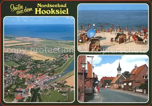 Hooksiel Nordseebad Strand Kirche Fliegeraufnahme Kat. Wangerland