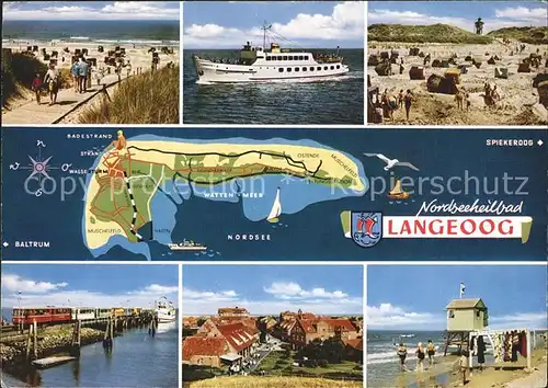 Langeoog Nordseebad Schiff Strand Inselbahn Kat. Langeoog