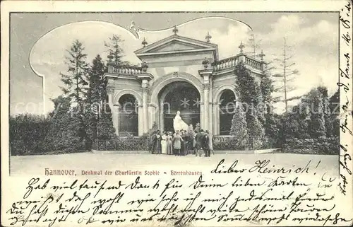 Herrenhausen Hannover Denkmal der Churfuerstin Sophie  Kat. Hannover