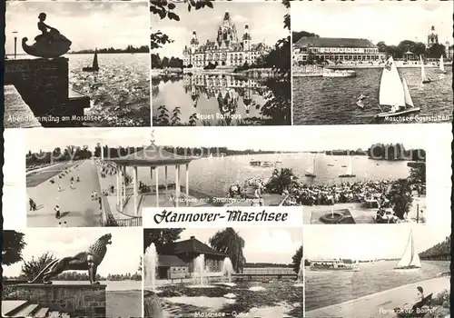 Hannover Maschsee Gaststaetten Strandpromenade Quelle Neues Rathaus Partie an der Bastei Kat. Hannover