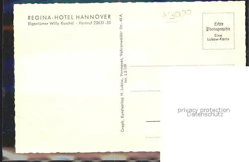 Hannover Regina  Hotel Kat. Hannover