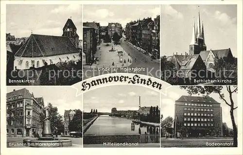 Linden Hannover Bethlehemkirche Lindener Marktplatz Badeanstalt Kat. Hannover