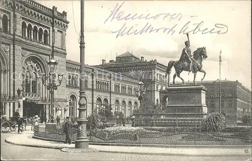 Hannover Centralbahnhof mit Ernst August Denkmal Kat. Hannover