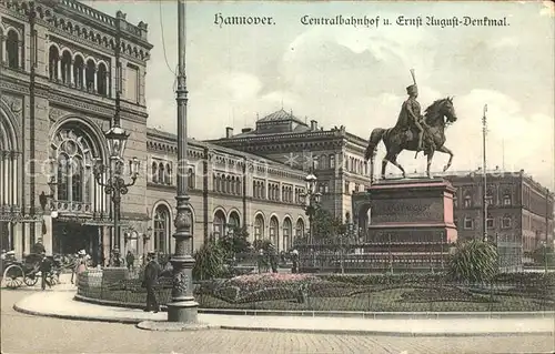Hannover Centralbahnhof mit Ernst August Denkmal Kat. Hannover