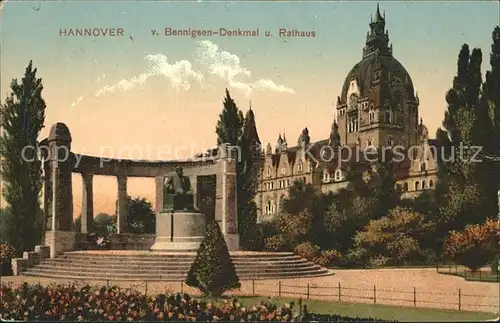Hannover von Bennigsen Denkmal und Rathaus Kat. Hannover