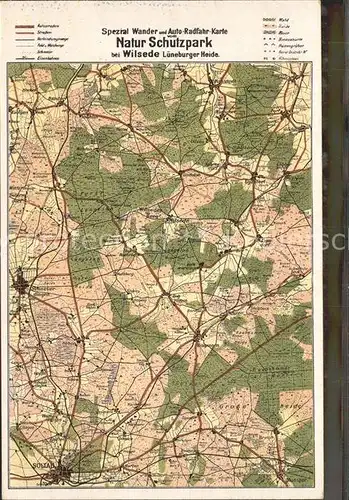 Wilsede Lueneburger Heide Wander- und Auto- Radfahrer- Karte Natur- Schutzpark / Bispingen /Soltau-Fallingbostel LKR