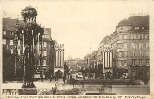 Hannover Festschmuck Deutsches Saengerbundesfestes Bahnhofstrasse Kat. Hannover