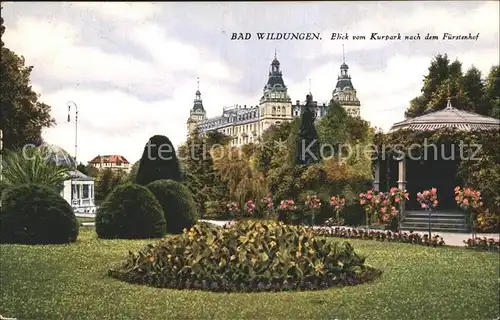 Bad Wildungen Blick vom Kurpark nach dem Fuerstenhof Kat. Bad Wildungen