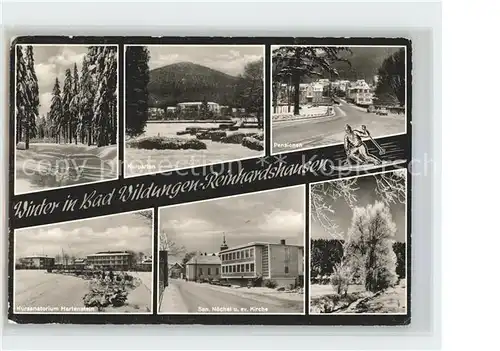 Reinhardshausen Winterlandschaft Kurgarten Pensionen Sanatorium Kat. Bad Wildungen