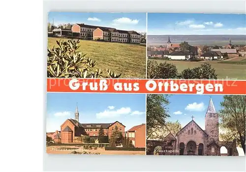 Ottbergen Hoexter Mittelpunktschule Panorama Franziskanerkloster Kreuzkapelle Kat. Hoexter