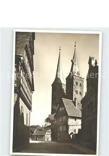 Hoexter Weser Kilianikirche mit Rathausgiebel Kat. Hoexter