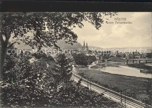 Hoexter Weser Blick vom Felsenkeller Bahnpost  Kat. Hoexter
