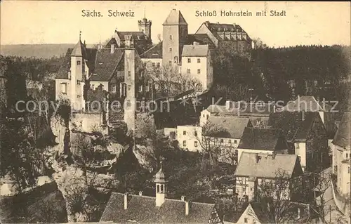 Hohnstein Saechsische Schweiz Schloss Hohnstein Stadtblick Kat. Hohnstein