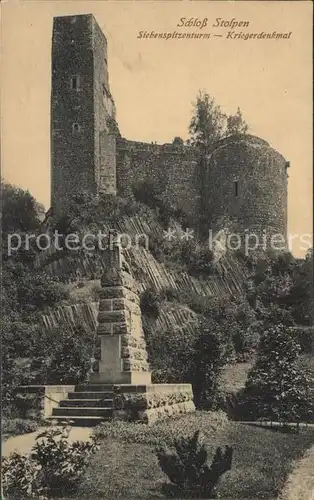 Stolpen Schloss Stolpen Siebenspitzturm Kriegerdenkmal Kat. Stolpen