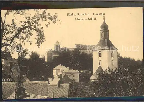 Hohnstein Saechsische Schweiz Kirche und Schloss Kat. Hohnstein