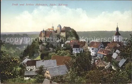 Hohnstein Saechsische Schweiz Stadtblick und Schloss Kat. Hohnstein