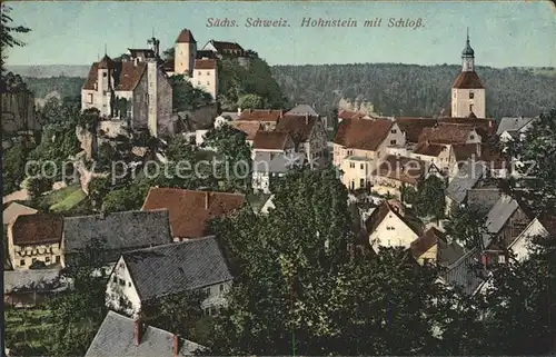 Hohnstein Saechsische Schweiz Stadtblick mit Schloss Hohnstein Kat. Hohnstein