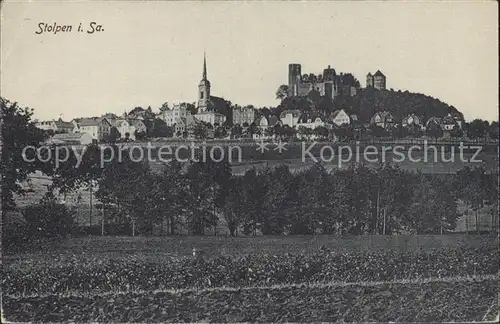 Stolpen Stadt mit Schloss Stolpen Kat. Stolpen