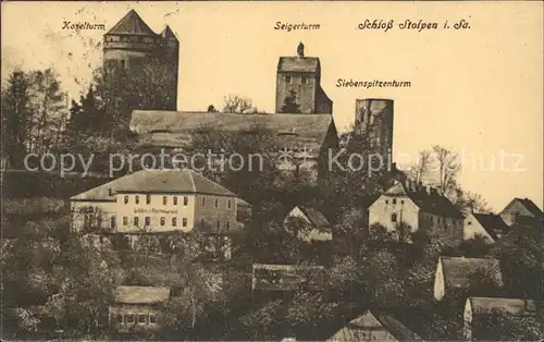 Stolpen Schloss mit Koselturm Seigerturm und Siebenspitzenturm Kat. Stolpen