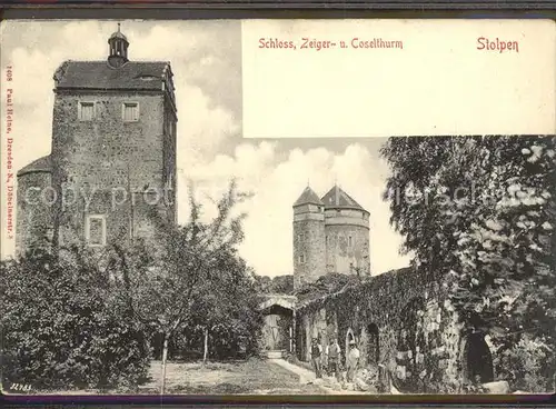 Stolpen Schloss mit Zeiger und Coselthurm Kat. Stolpen