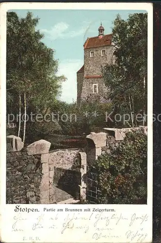 Stolpen Schloss Stolpen Brunnen mit Zeigerturm Kat. Stolpen