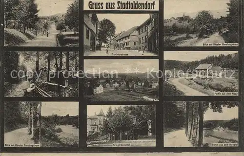 Stadtoldendorf Blick auf Kloster Amelungsborn Kriegerdenkmal Teichtorstrasse Kat. Stadtoldendorf