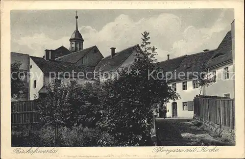 Bischofswerda Pfarrgasse mit Kirche Kat. Bischofswerda