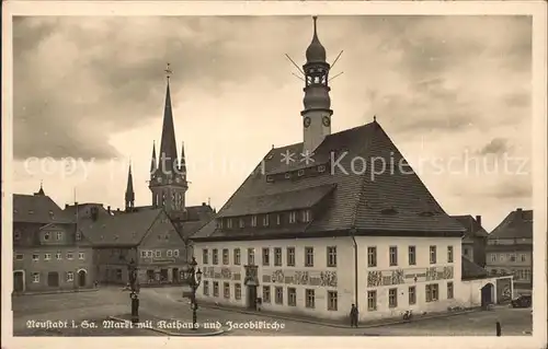 Neustadt Sachsen Rathaus Jakobi  Kirche Kat. Neustadt Sachsen