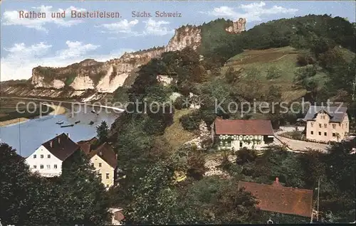 Rathen Saechsische Schweiz und Basteifelsen Elbe Kat. Rathen Sachsen