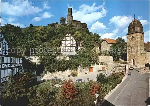 Felsberg Hessen Fachwerkhaeuser Turm Burg Ruine Kat. Felsberg