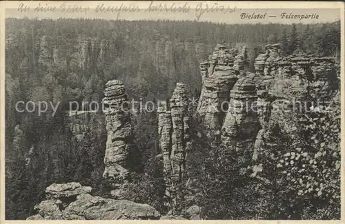 Rosenthal Bielatal Felsenpartie mit Schieferturm Erzgebirge Kat. Rosenthal Bielatal