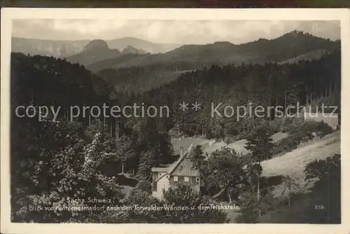 Hinterhermsdorf Blick nach Torwalder Wanden und Teichstein Kat. Sebnitz