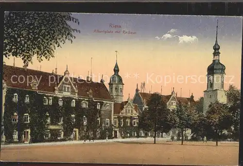 Riesa Sachsen Albertplatz mit Rathaus Kat. Riesa