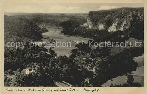 Rathen Saechsische Schweiz Blick vom Gamrig Kat. Rathen Sachsen