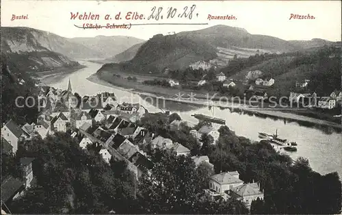 Wehlen Sachsen Elbpartie mit Bastei Rauenstein Poetzscha Kat. Wehlen